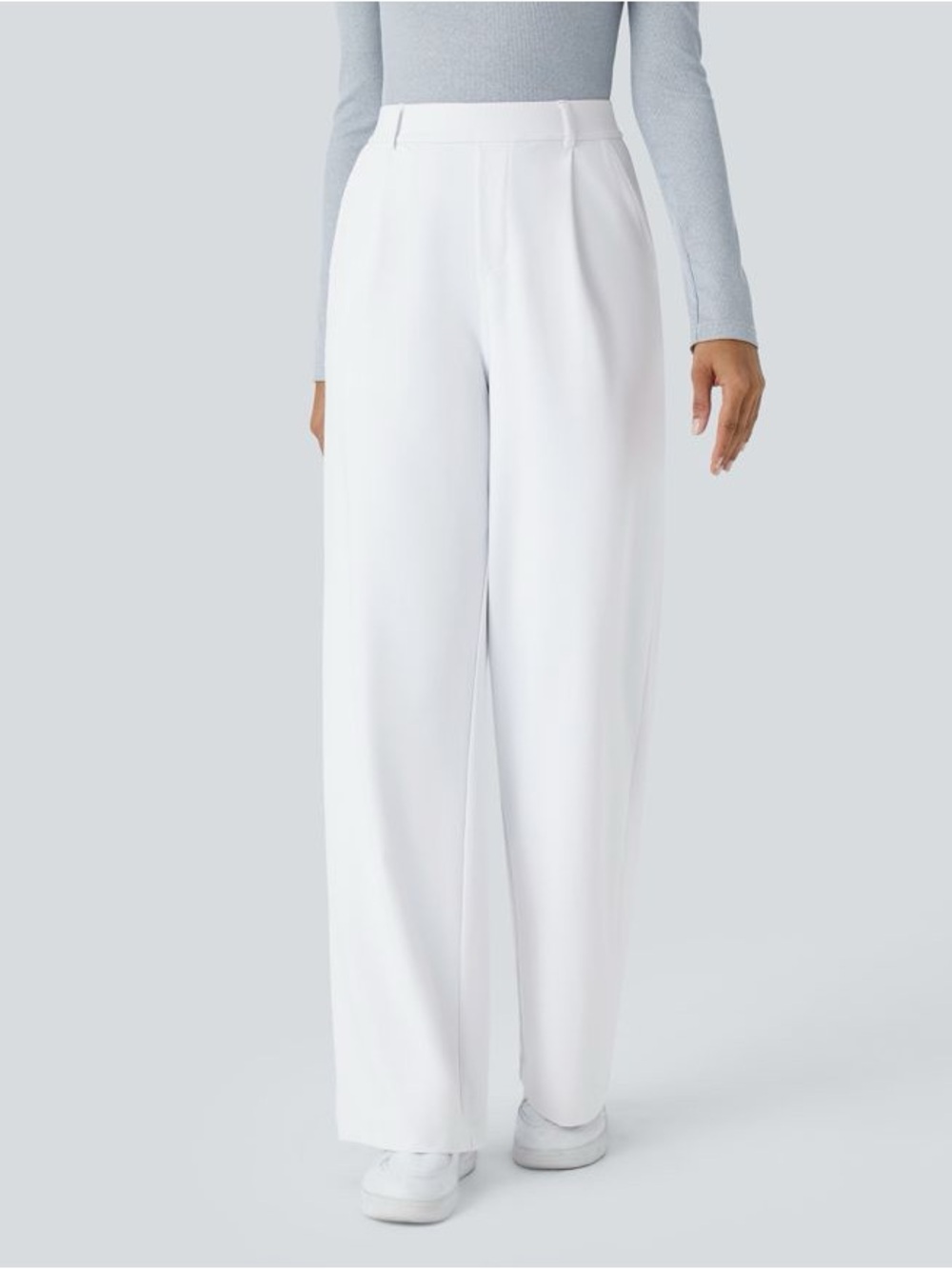 Halara Flex DayStretch High Waisted Pocket Straight Leg Work Pants in White